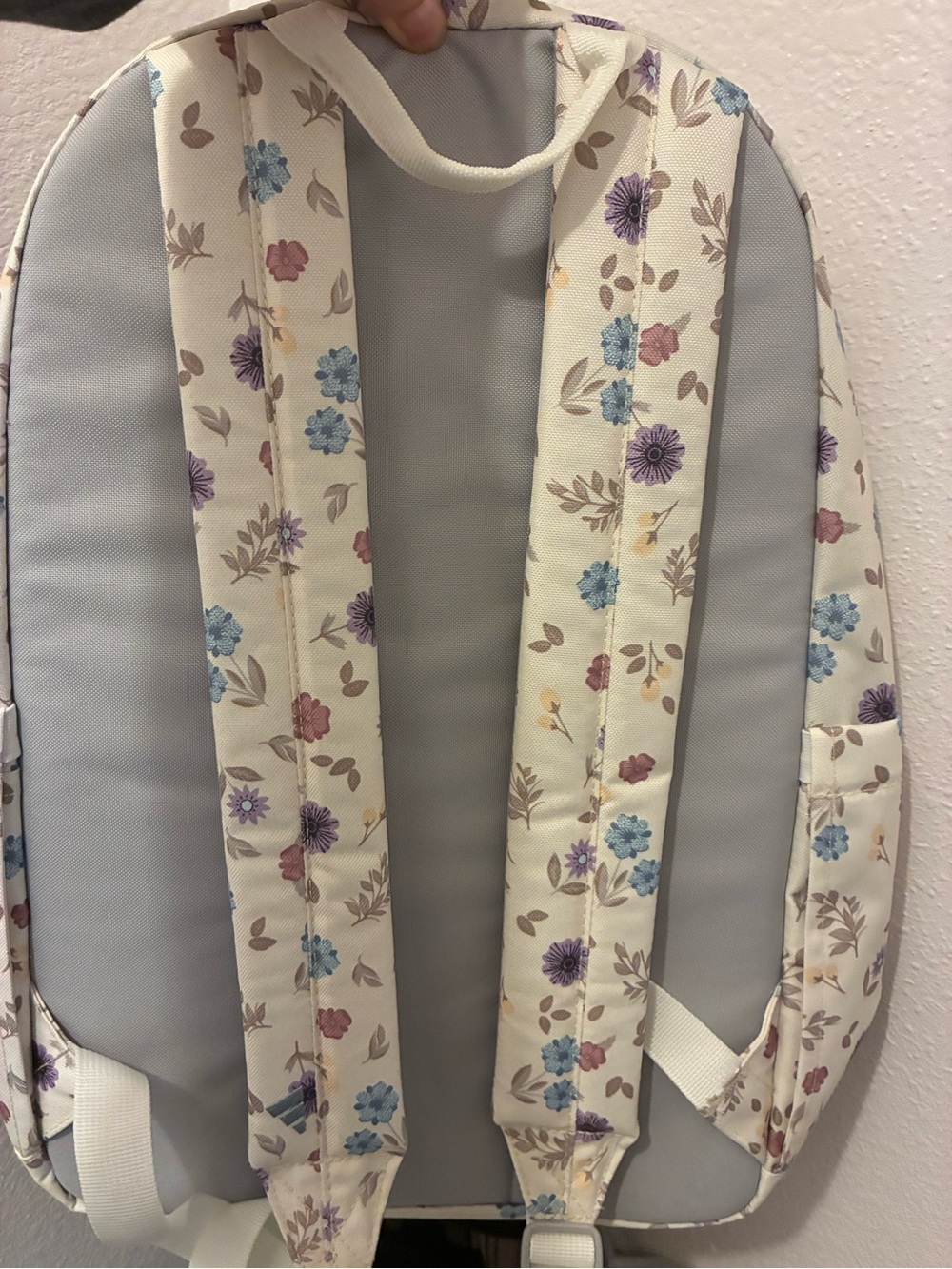 adidas Cream Floral Backpack with Purple & Blue Blooms - Picture 2 of 2